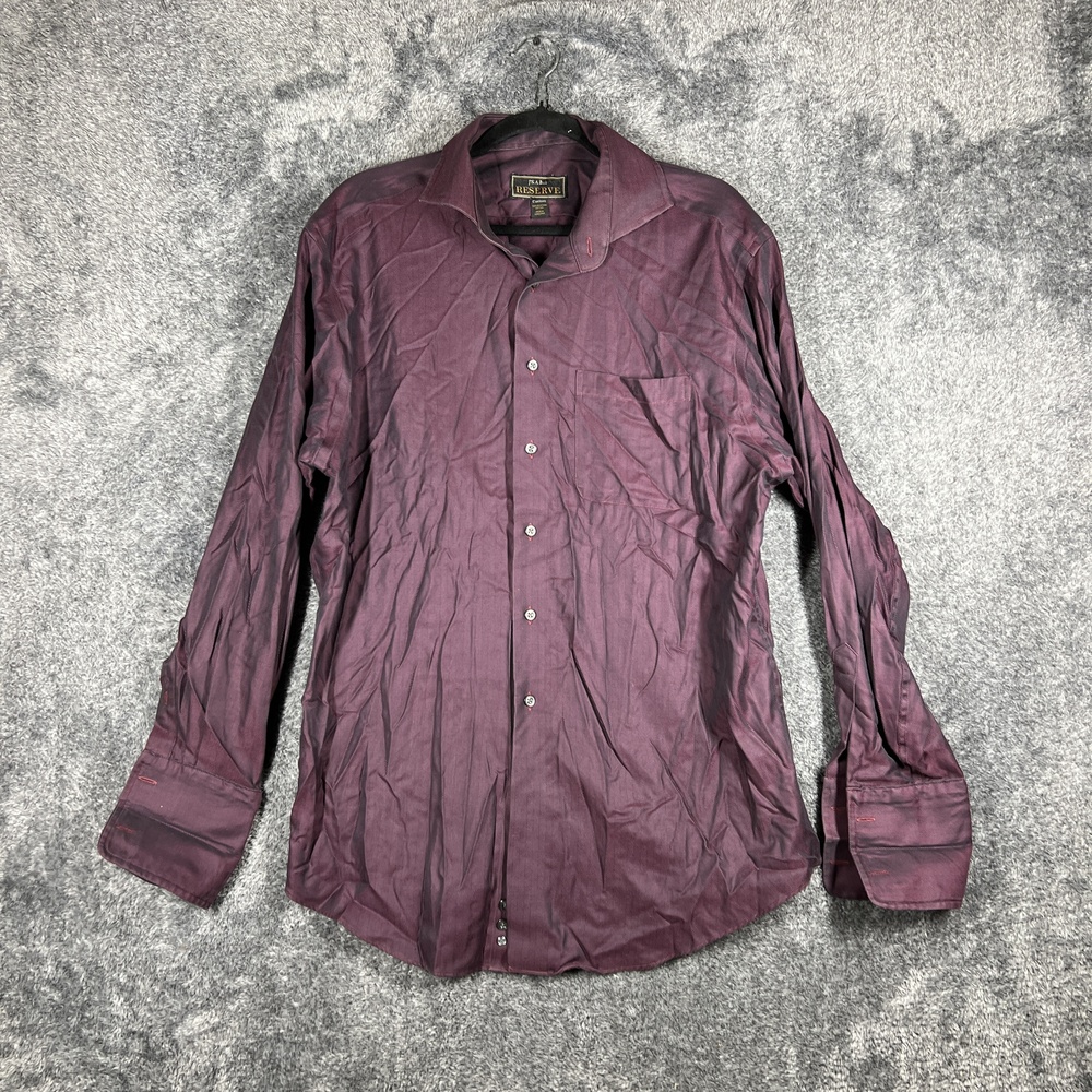 Jos A Bank Shirt Mens XL Purple Long Sleeve Herringbone Egyptian Cotton